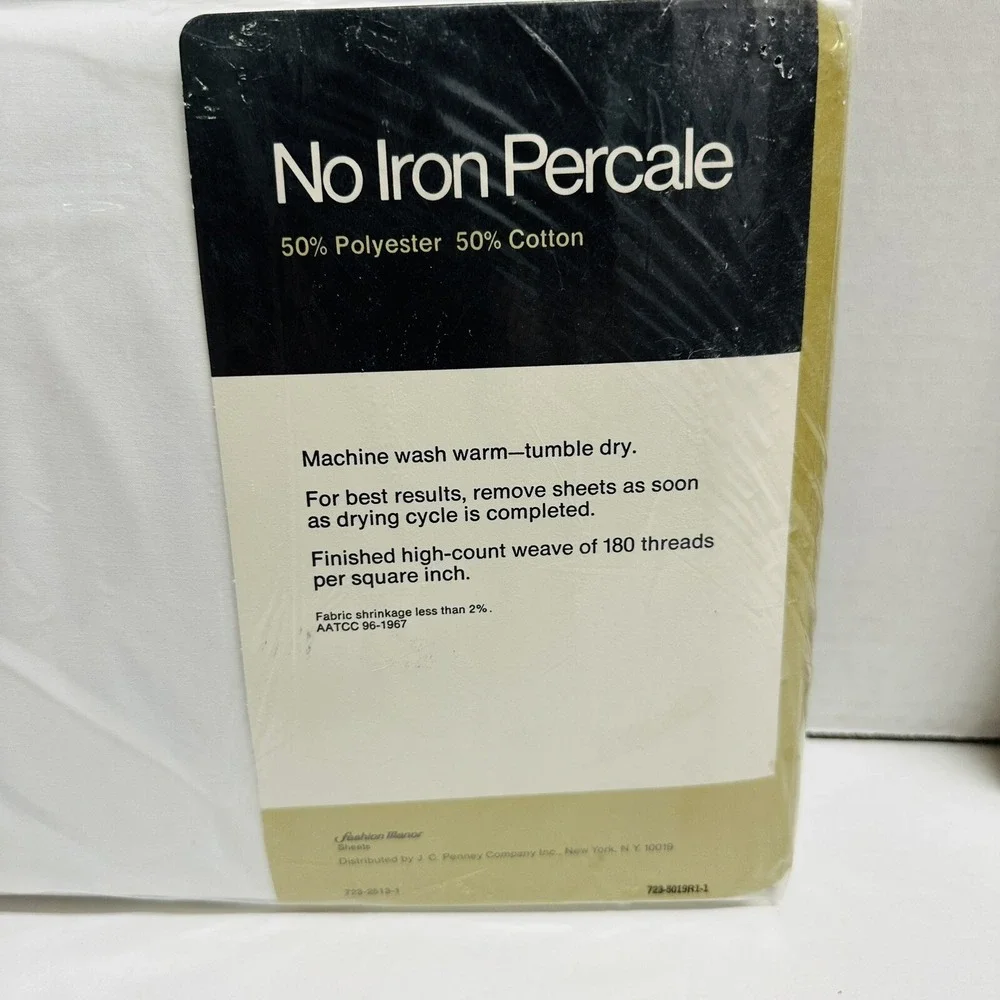 Vtg Fashion Manor No Iron Percale Full Flat Sheet & Pillowcases White NEW NOS